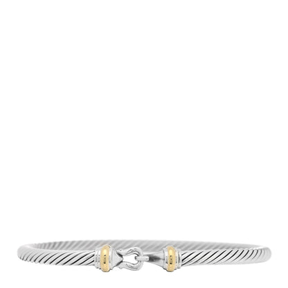 David Yurman Sterling Silver 18K Yellow Gold 4mm Cable Classic Buckle Bracelet 1 of 3
