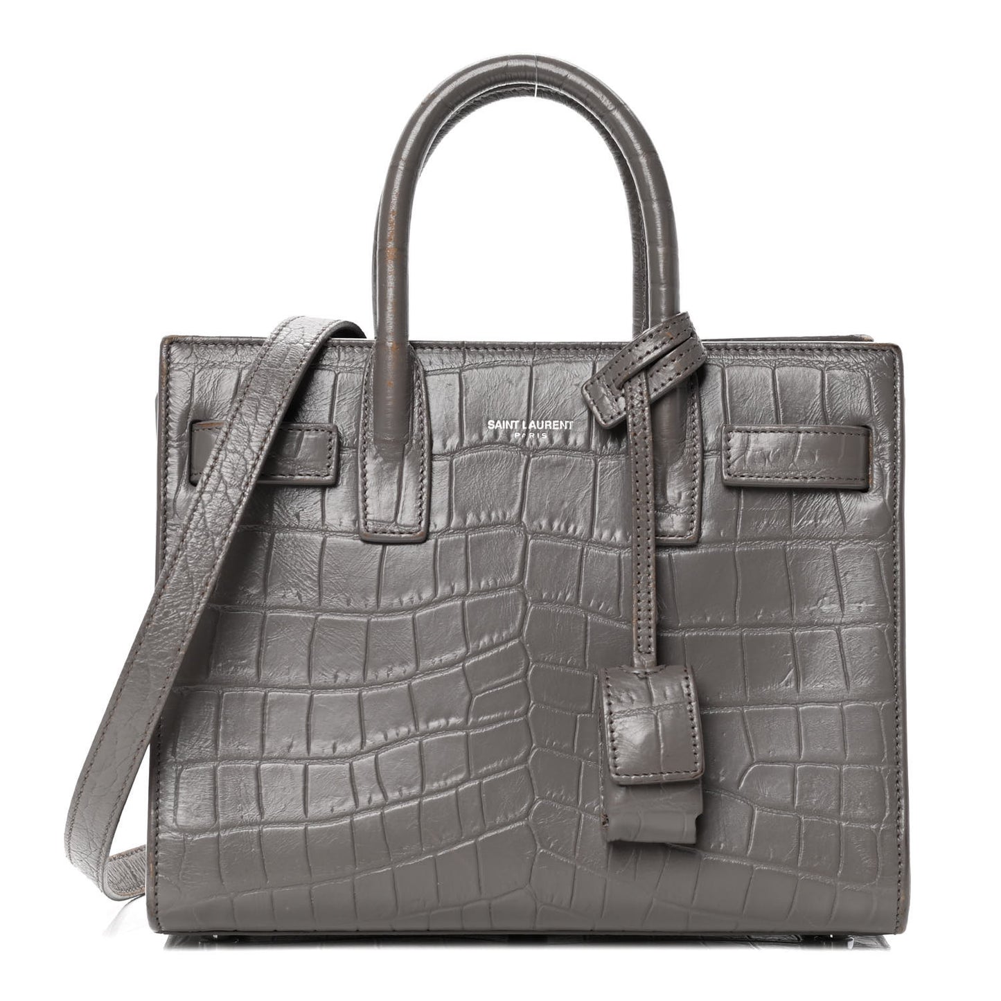 Calfskin Crocodile Embossed Nano Sac De Jour Fog