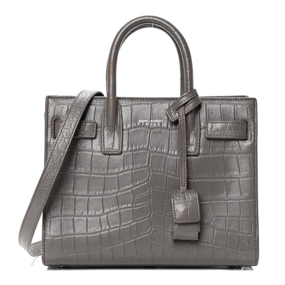 Saint Laurent Calfskin Crocodile Embossed Nano Sac De Jour Fog 1 of 6