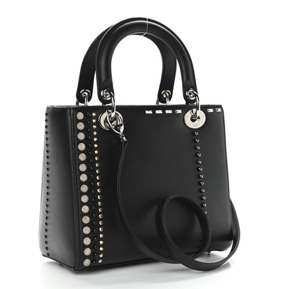 Christian Dior Calfskin Studded Medium Lady Dior Black 4 of 11