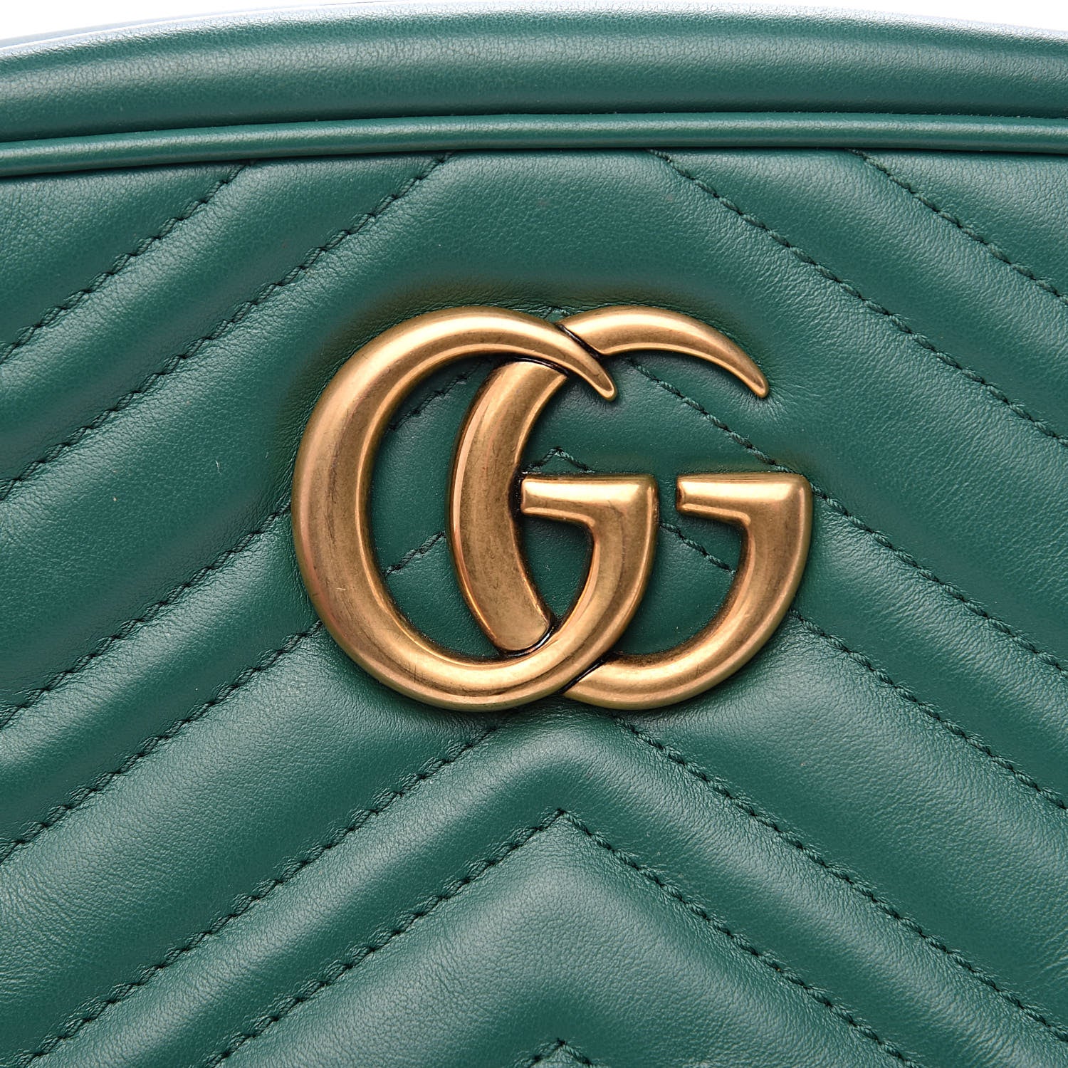 Gucci Calfskin Matelasse Small GG Marmont Chain Shoulder Bag Emerald Green 10 of 11