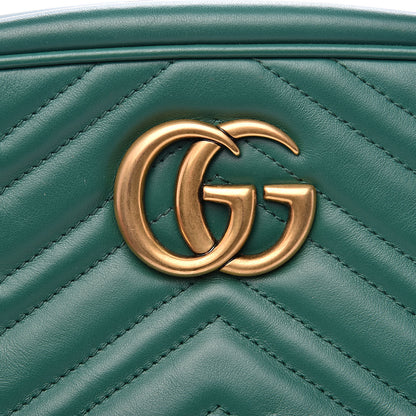 Gucci Calfskin Matelasse Small GG Marmont Chain Shoulder Bag Emerald Green 10 of 11