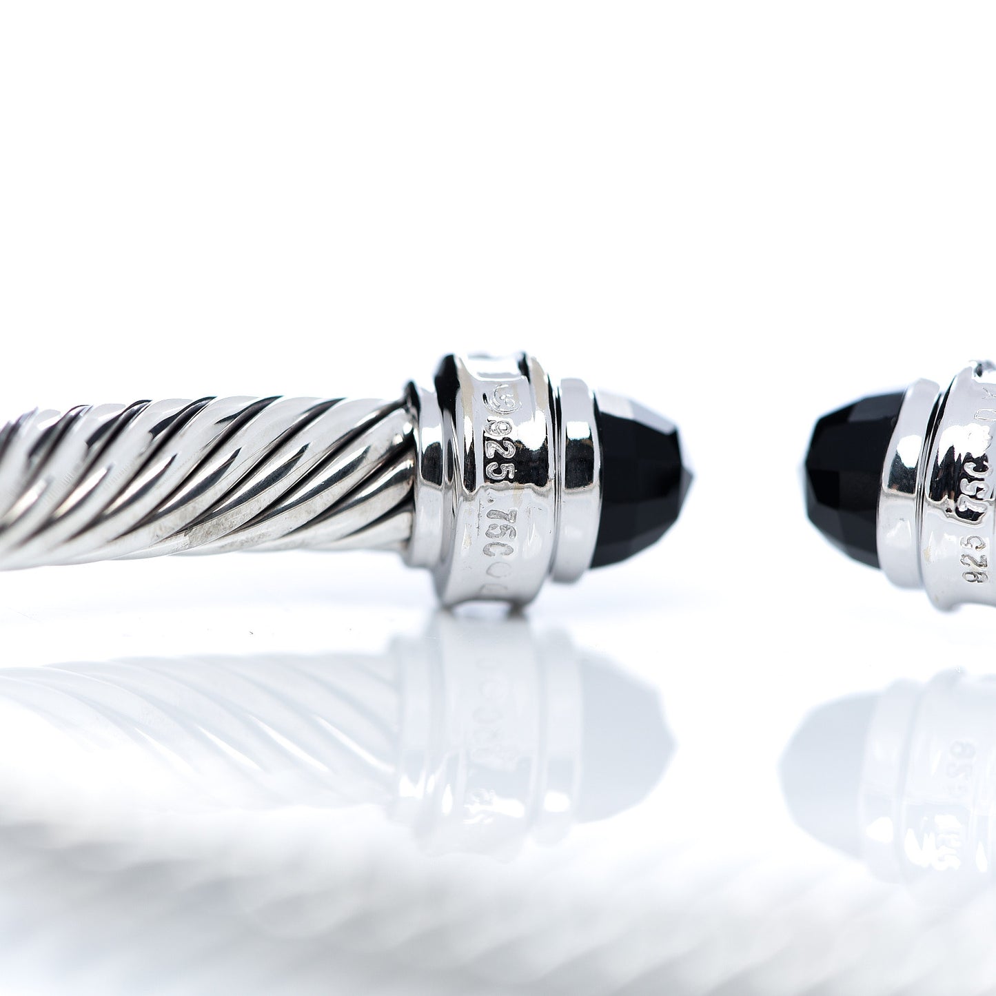 Sterling Silver Diamond Black Onyx 5mm Cable Classics Princess Bracelet