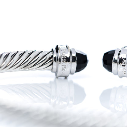 David Yurman Sterling Silver Diamond Black Onyx 5mm Cable Classics Princess Bracelet 3 of 4