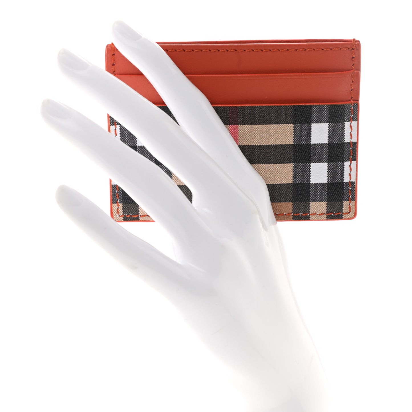 Vintage Check Calfskin Card Case Orange