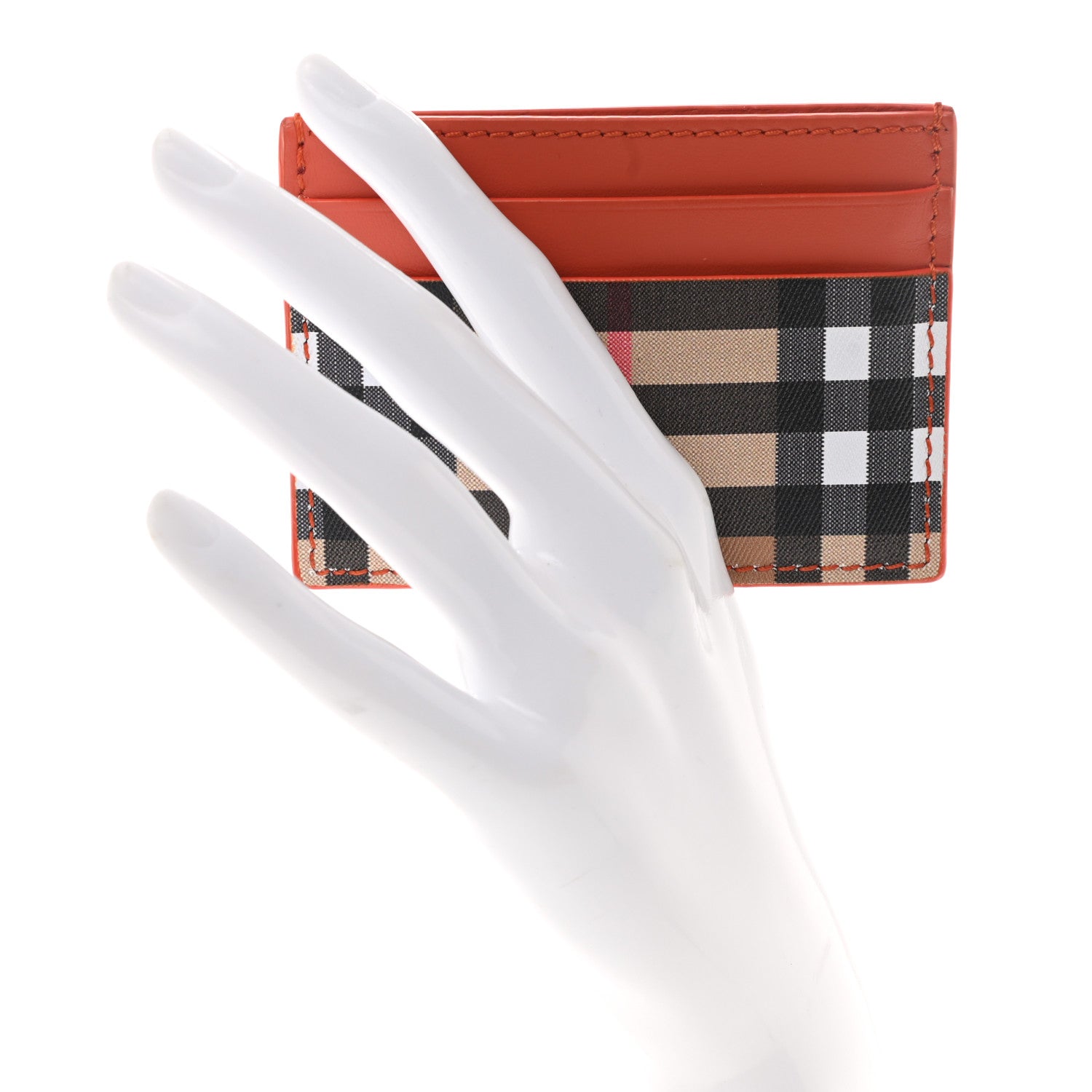 Burberry Vintage Check Calfskin Card Case Orange 2 of 7