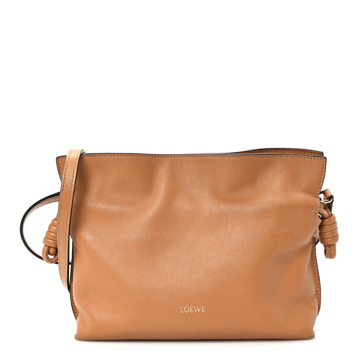 Calfskin Mini Flamenco Knot Clutch Warm Desert