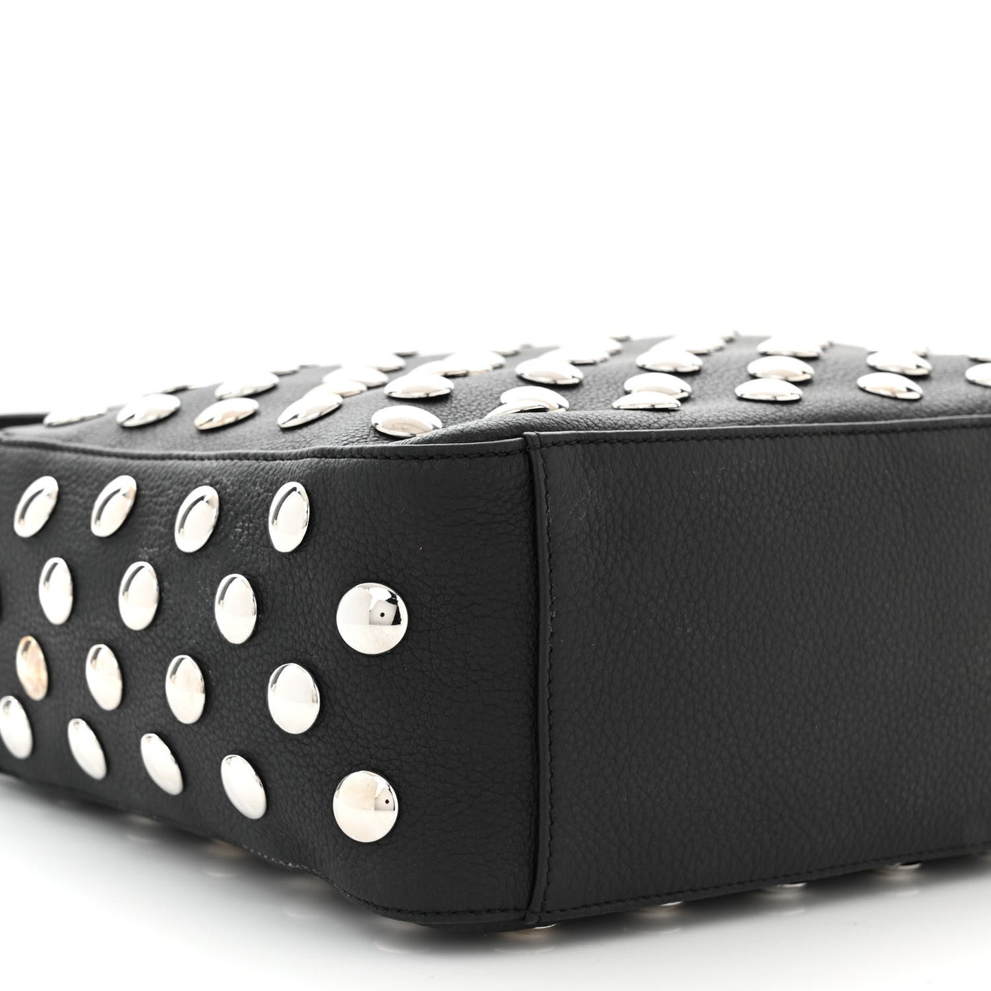 Pebbled Sport Calfskin Studded Elena Black