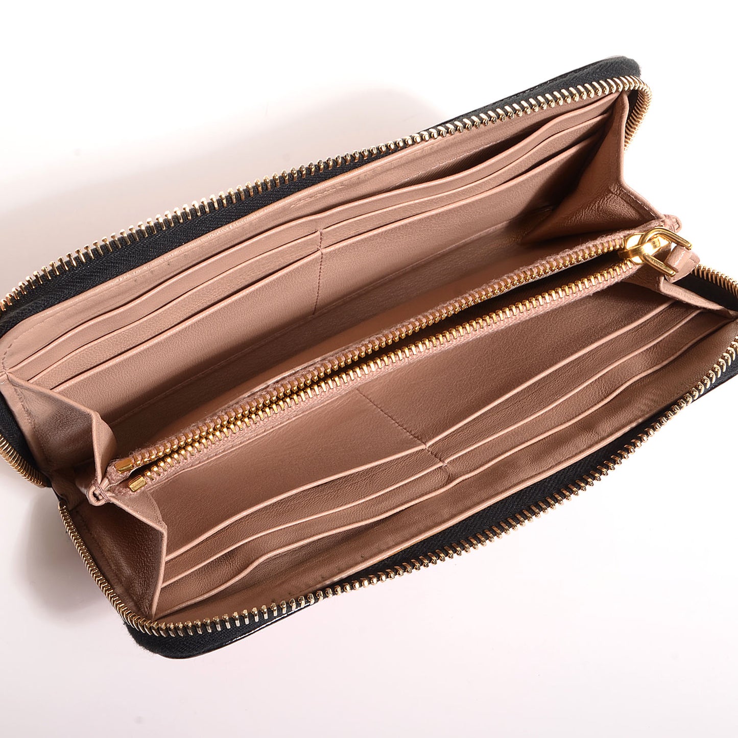 Saffiano Vernice Bi-Color Zip Around Wallet Rosso Black