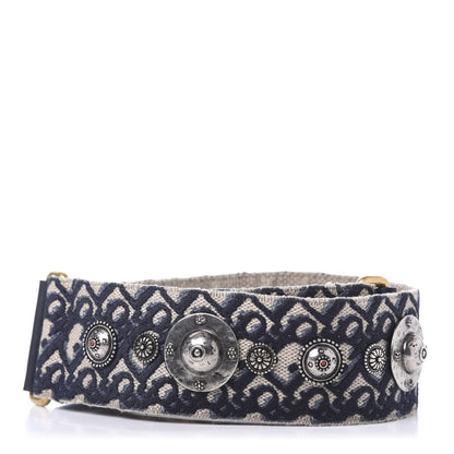 Christian Dior Oblique Studded Shoulder Strap Blue 2 of 4