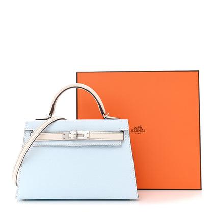 Hermes Chevre Mysore Horseshoe Mini Kelly Sellier 20 Bleu Brume Nata 13 of 13
