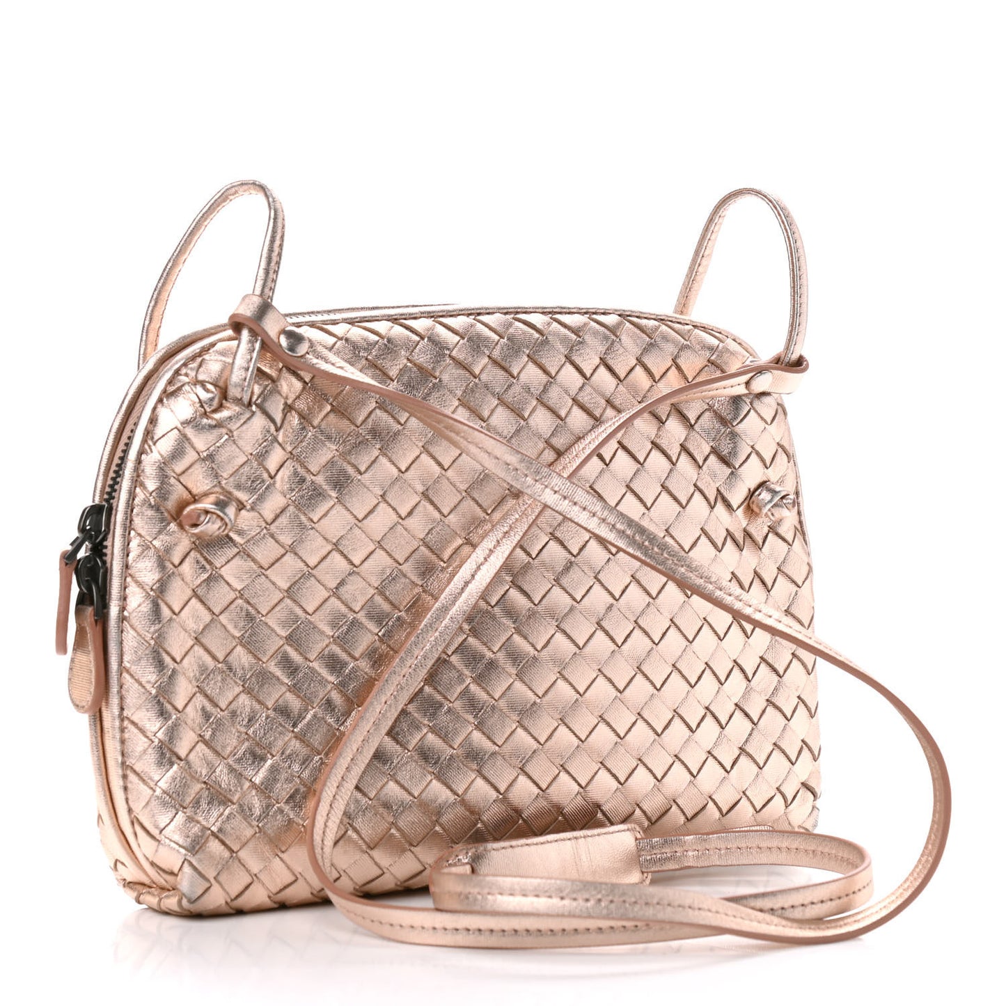 Metallic Grosgrain Intrecciato Nodini Crossbody Messenger Copper
