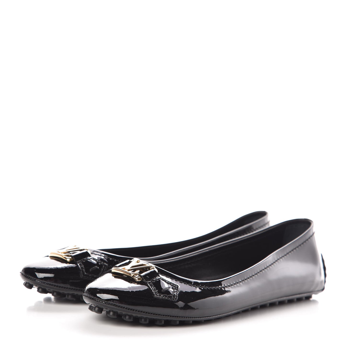 Patent Calfskin Oxford Ballerina Flats 40 Black