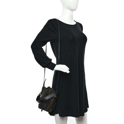 Fendi Vitello Liberty F is Fendi Bi-Color FF 1974 Embossed Mini Mon Tresor Bucket Bag Maya Black 2 of 9