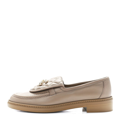 Chanel Lambskin Quilted CC Turnlock Loafers 38.5 Beige 1 of 10