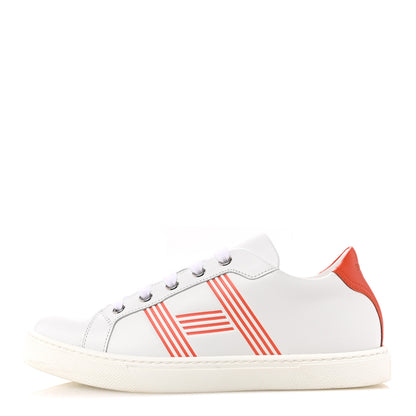 Hermes Calfskin Womens Advantage Sneakers 36 White Orange 1 of 13