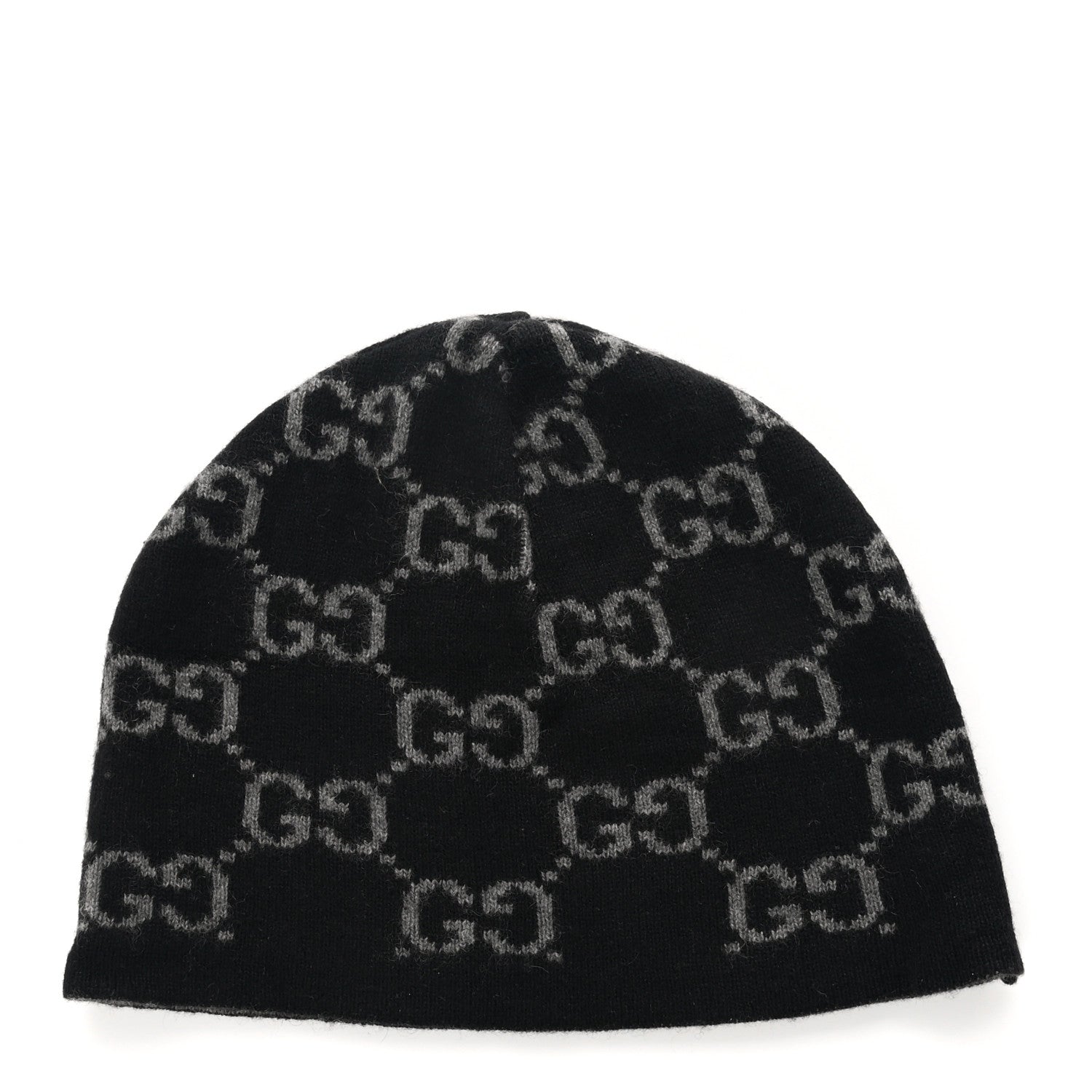 Gucci Cashmere GG Monogram Beanie Hat Black 3 of 7