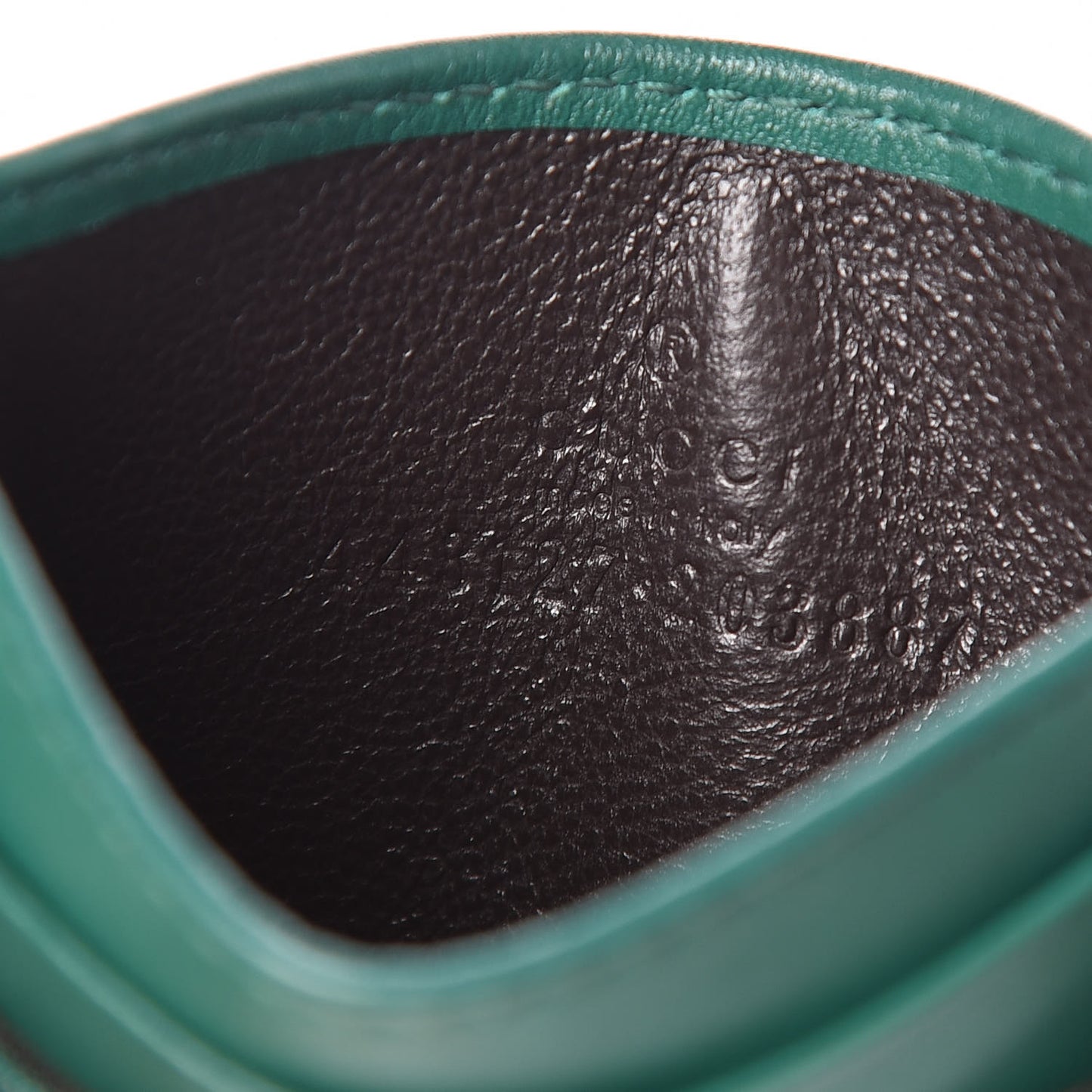 Calfskin Matelasse GG Marmont Card Holder Emerald Green
