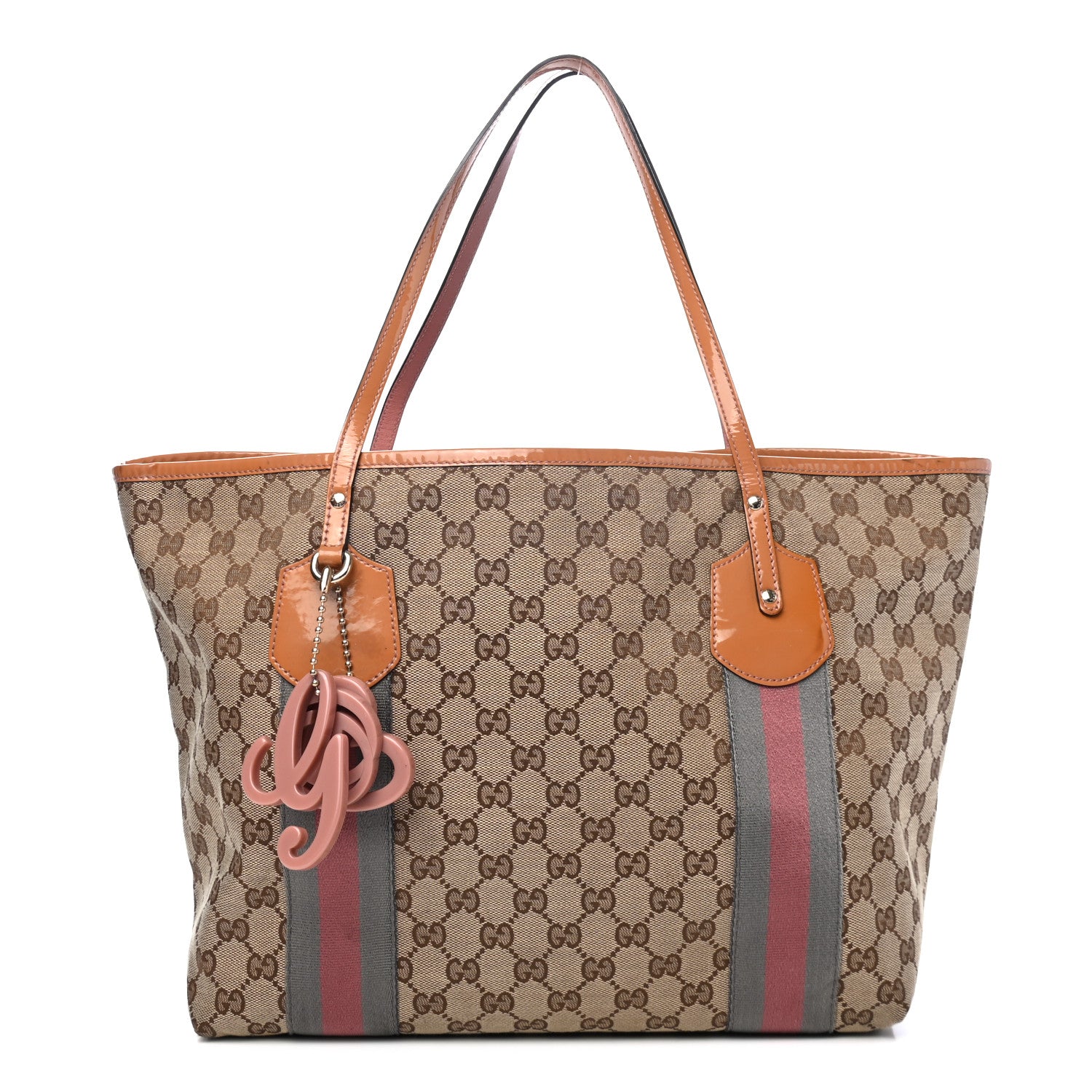 Gucci Monogram Patent Web Large Jolie Tote Pink 1 of 5