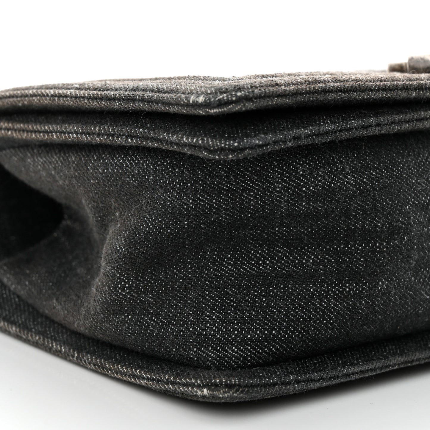 Denim Quilted Medium Boy Flap Black