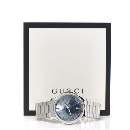 Gucci Stainless Steel Diamond Bezel Black Mother of Pearl 38mm G-Timeless Quartz Watch 6 of 6