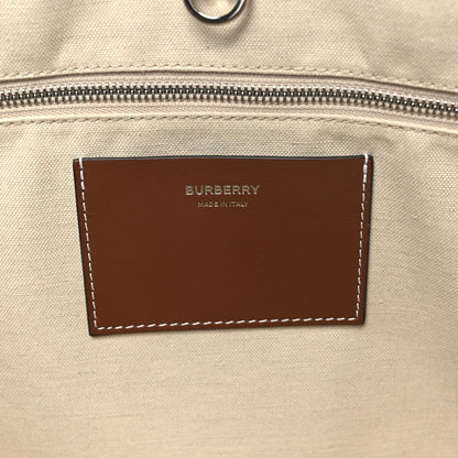 Burberry Canvas Smooth Calfskin Medium Two Tone Freya Tote Black Tan 6 of 8