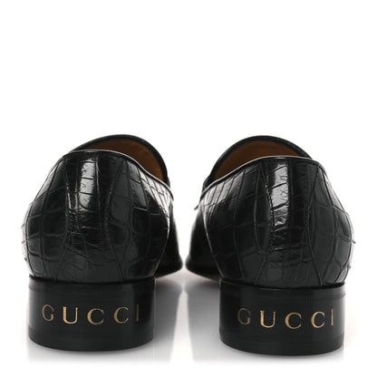 Gucci Crocodile Niloticus Mens Tassel Loafers 8 Black 6 of 13