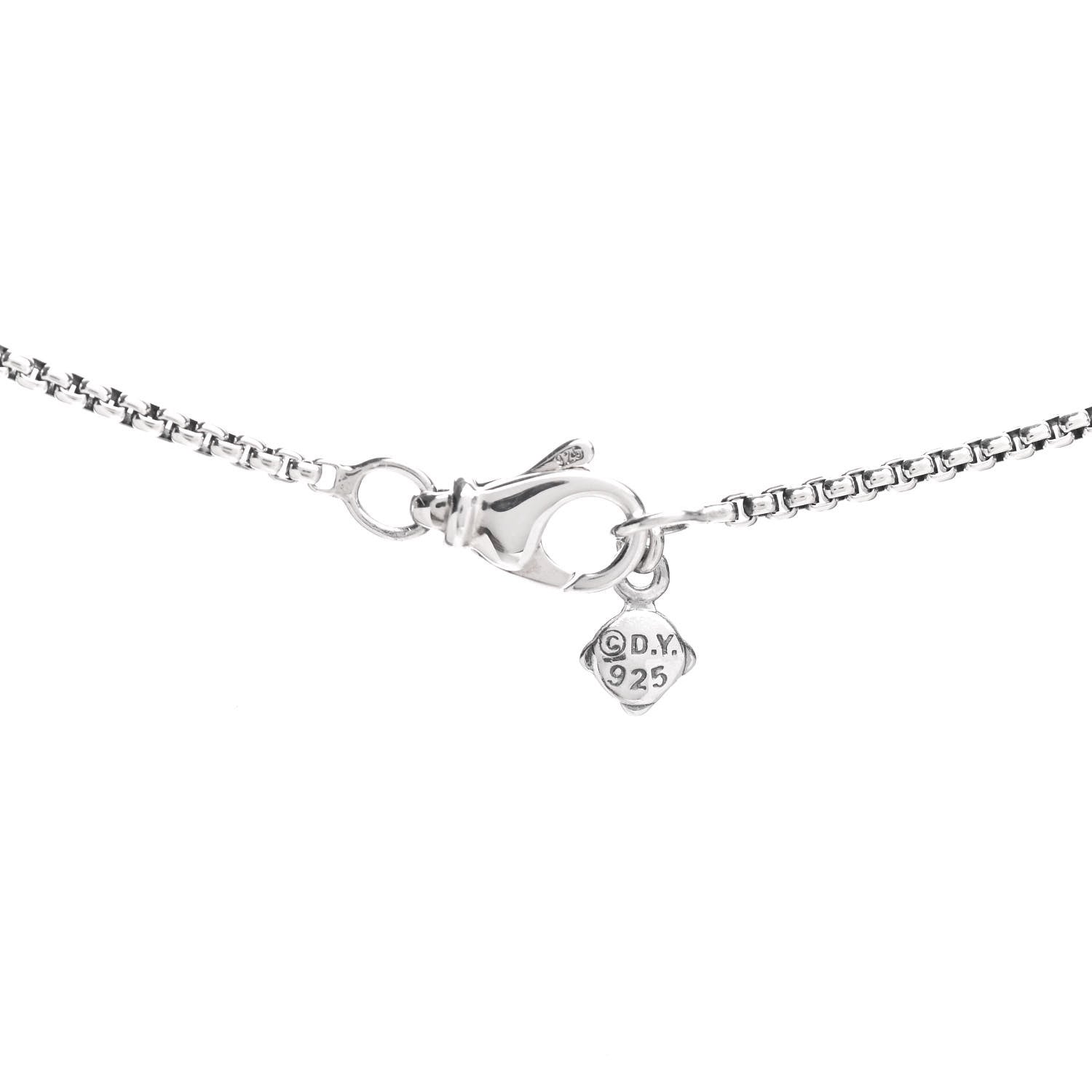 David Yurman Sterling Silver Diamond Blue Topaz 7mm Petite Albion Pendant Necklace 4 of 4
