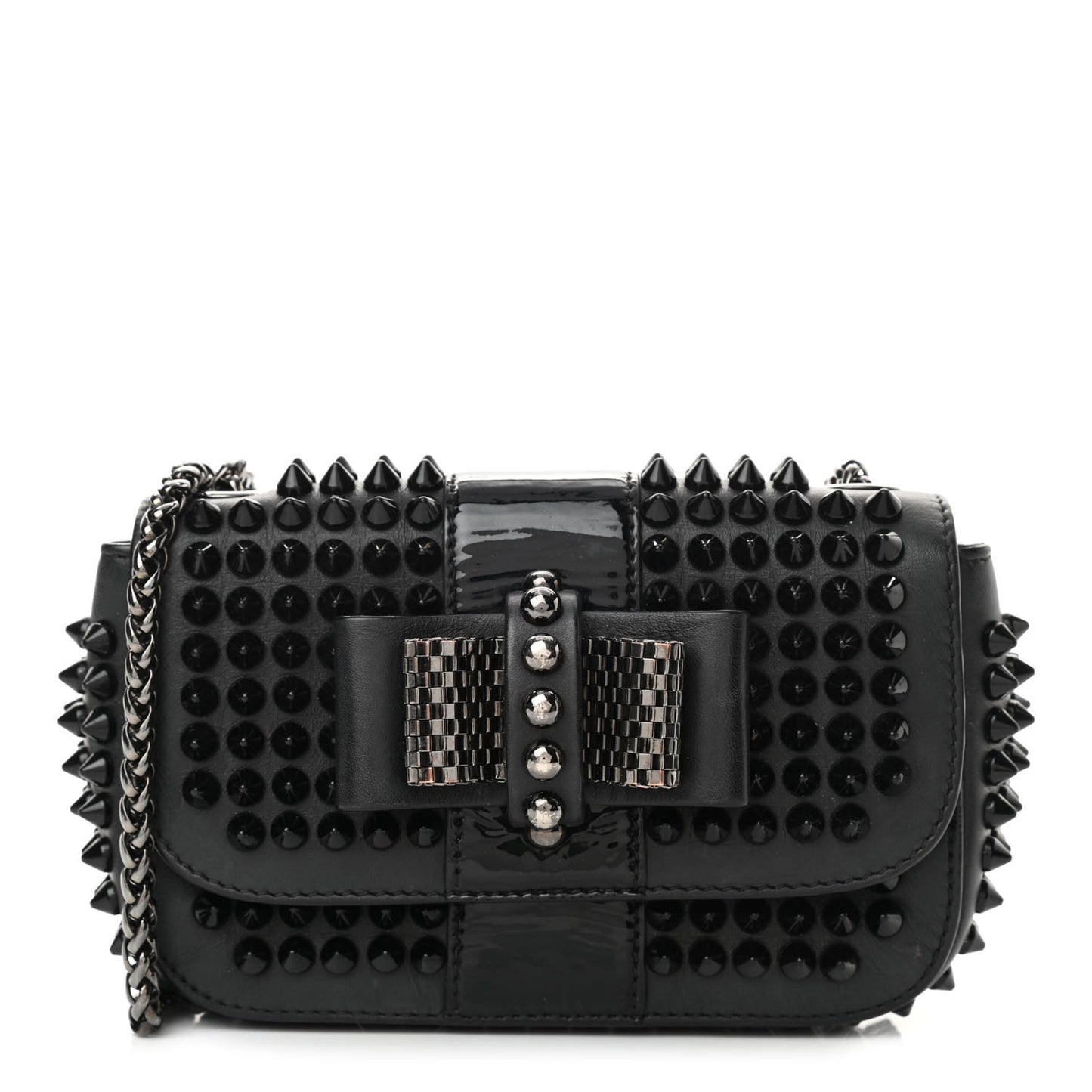 Calfskin Spikes Sweety Charity Crossbody Bag Black
