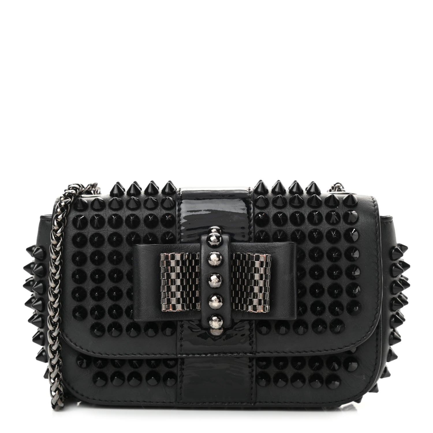 Christian Louboutin Calfskin Spikes Sweety Charity Crossbody Bag Black 1 of 12