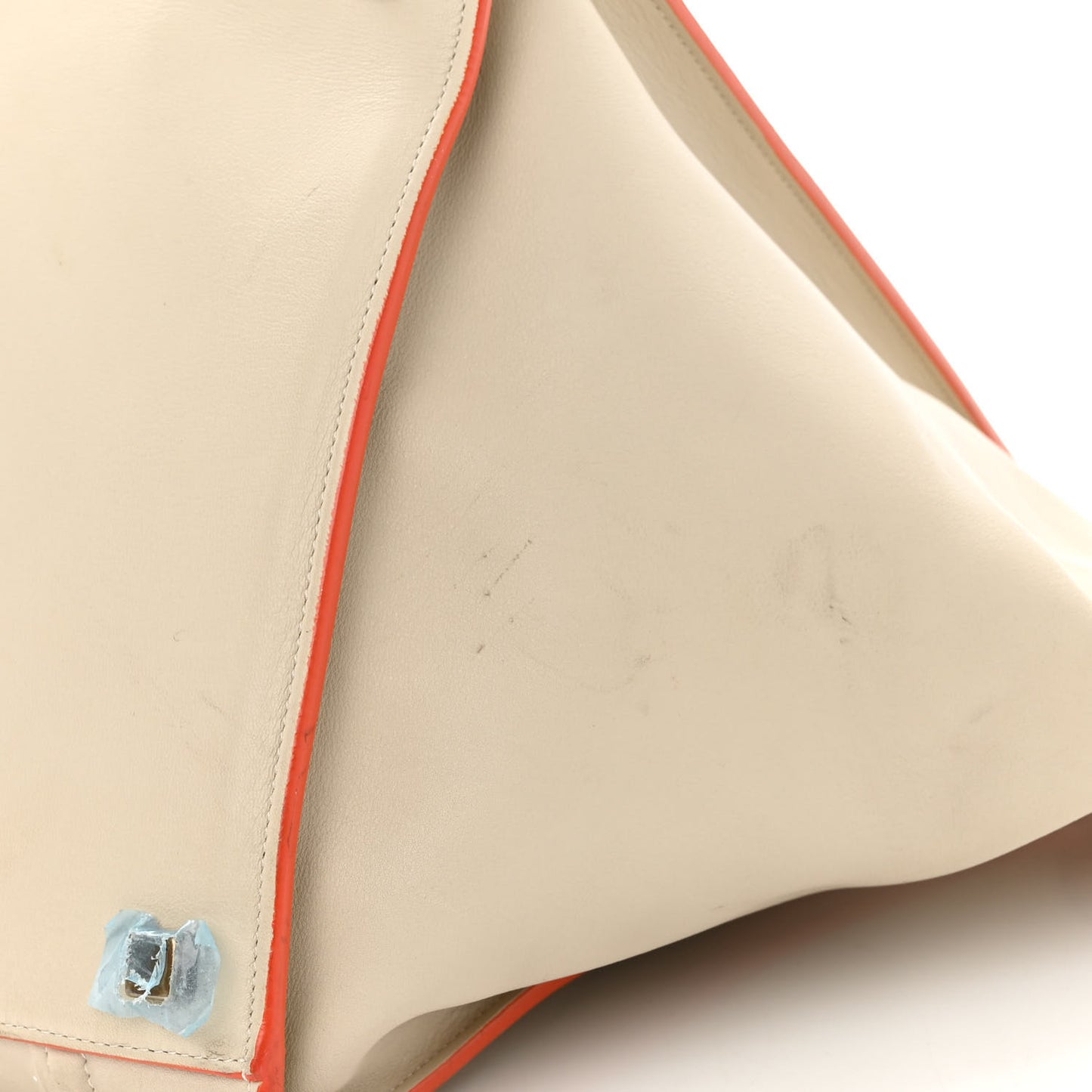 Smooth Calfskin Medium Phantom Luggage Chalk Orange Trim