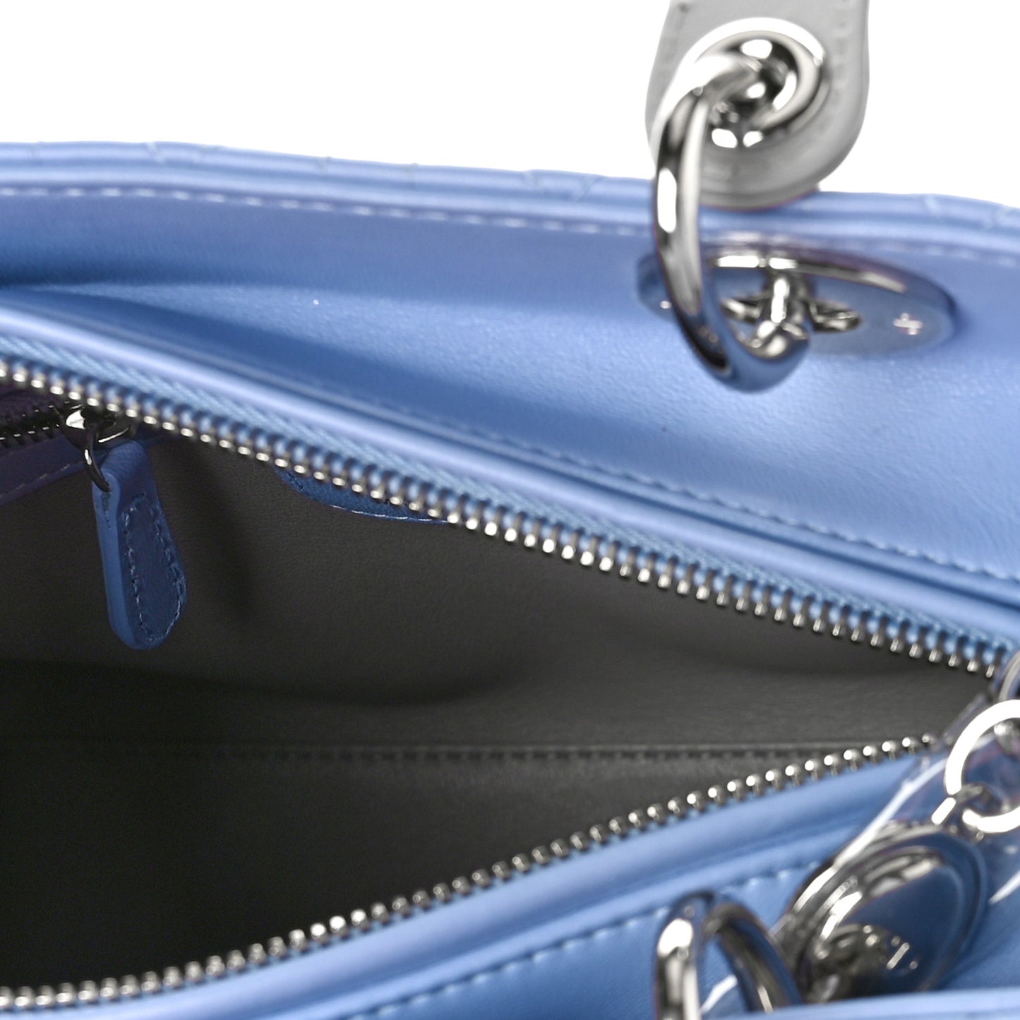 Lambskin Cannage Medium Bi-Color Lady Dior Blue Gray