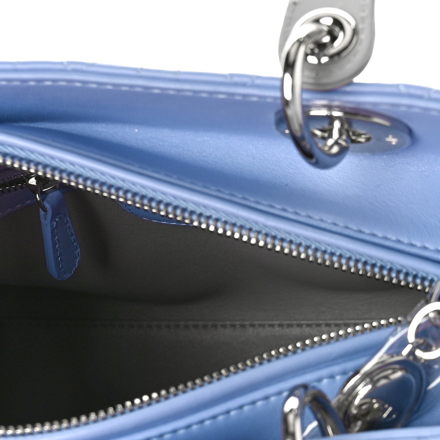 Christian Dior Lambskin Cannage Medium Bi-Color Lady Dior Blue Gray 5 of 8