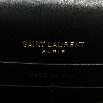 Saint Laurent Coated Bark Calfskin Sunset Chain Wallet Black 6 of 13
