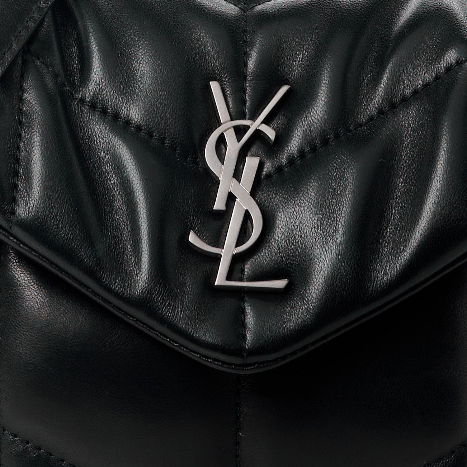 Saint Laurent Lambskin Quilted Toy Loulou Puffer Monogram Chain Satchel Black 9 of 12