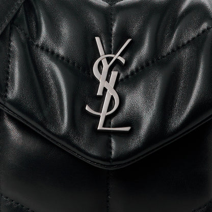 Saint Laurent Lambskin Quilted Toy Loulou Puffer Monogram Chain Satchel Black 9 of 12