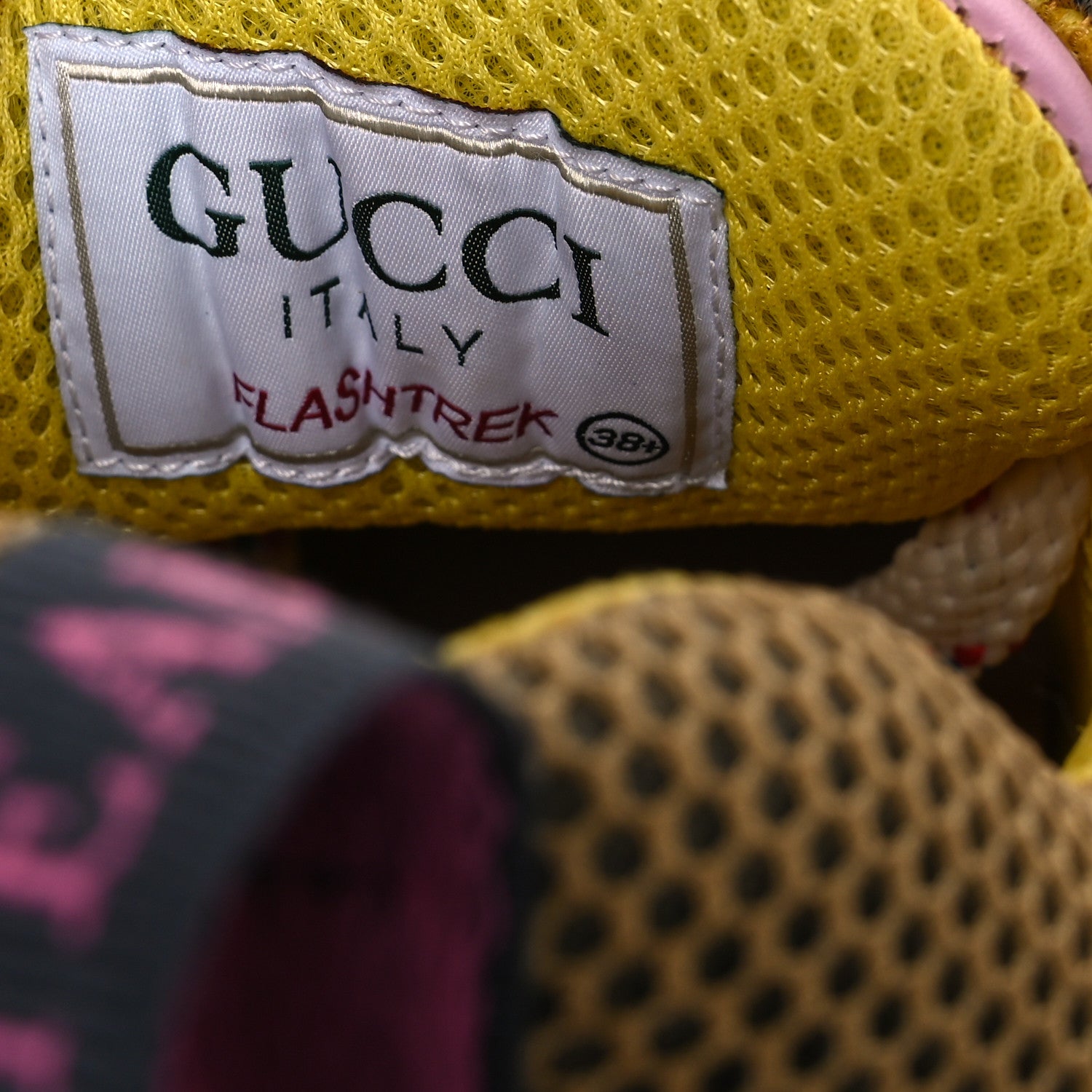 Gucci X SEGA Nylon Calfskin Suede Removable Crystals Flashtrek Sneakers 38.5 Great White Crop Soft Pink 10 of 11