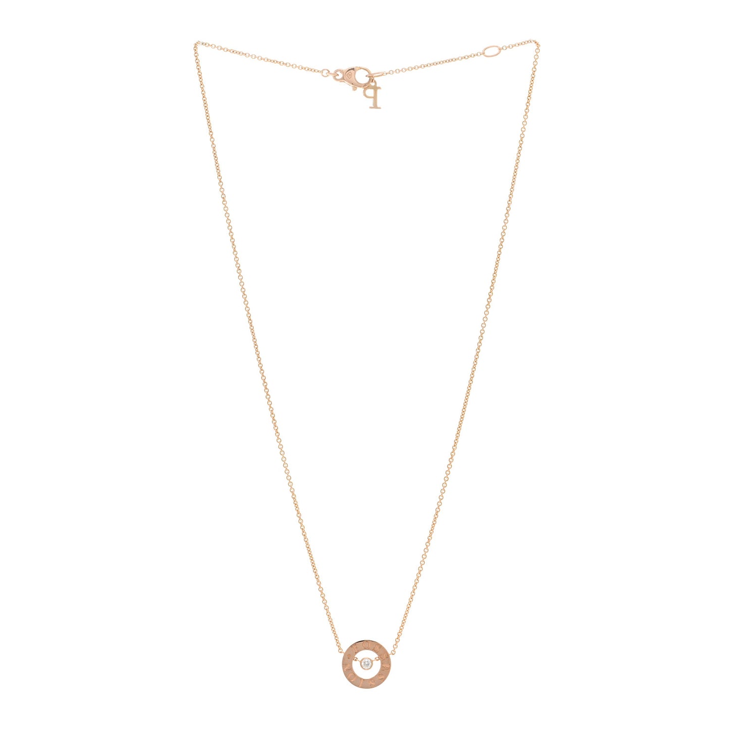 18K Rose Gold Diamond Possession Floating Diamond Pendant Necklace