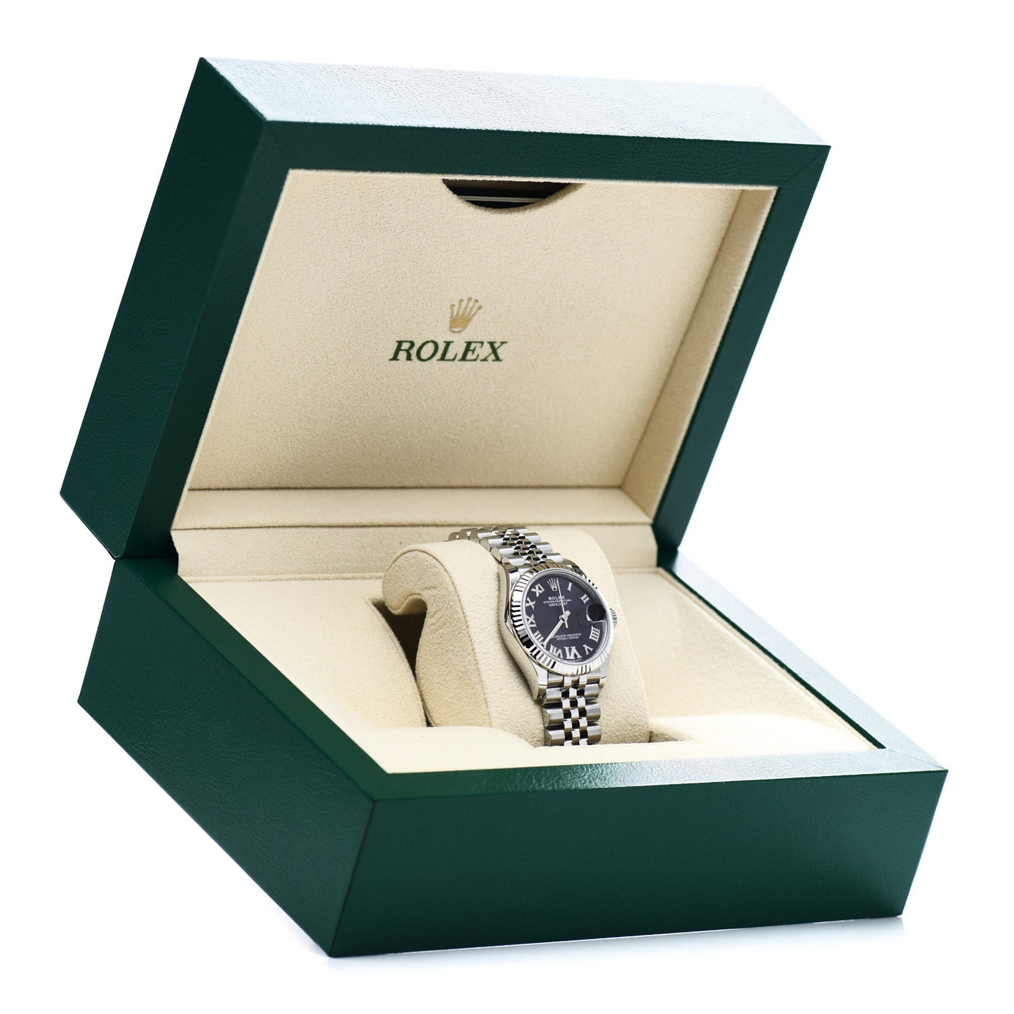 Stainless Steel 18K White Gold Diamond 31mm Oyster Perpetual Datejust Watch Aubergine Roman 278274