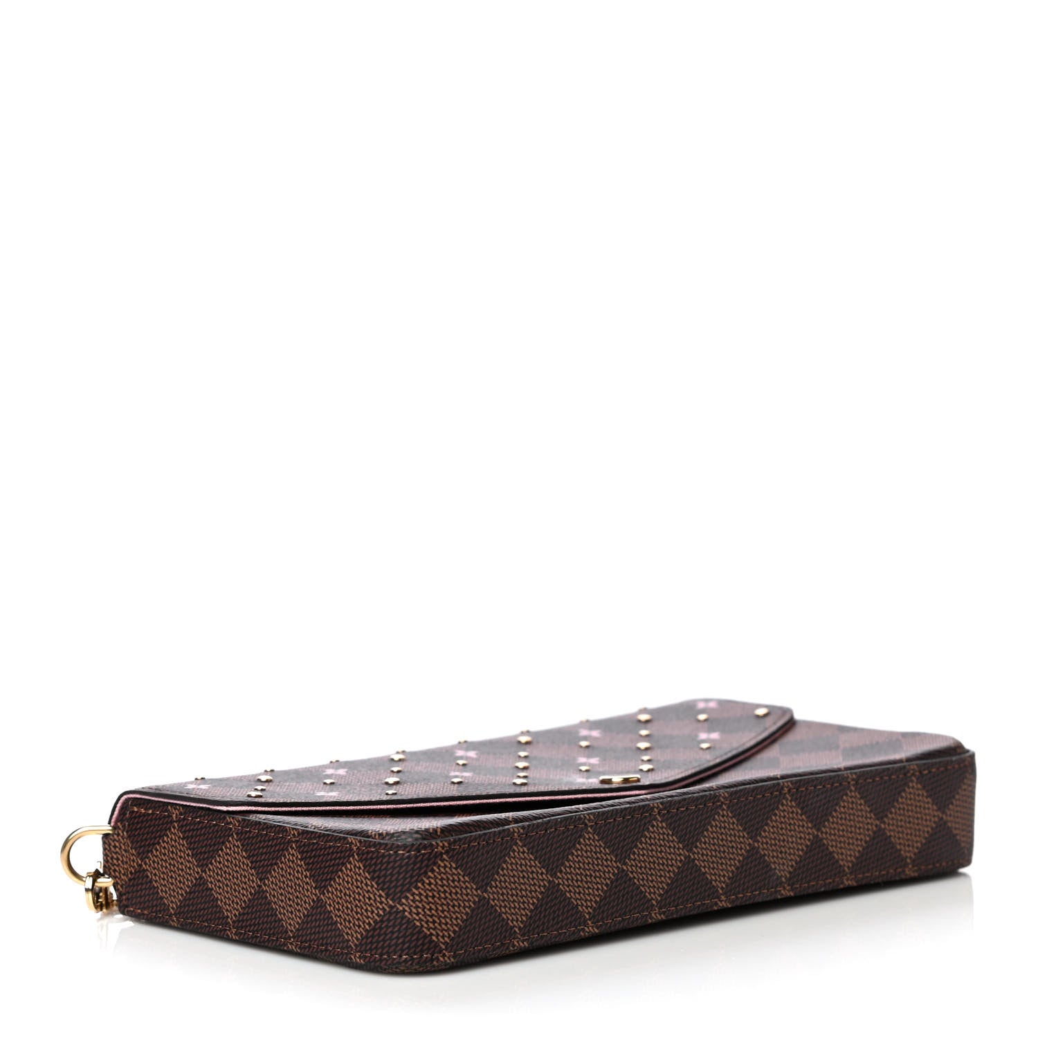 Louis Vuitton Damier Ebene Studded Pochette Felicie Chain Wallet 3 of 11