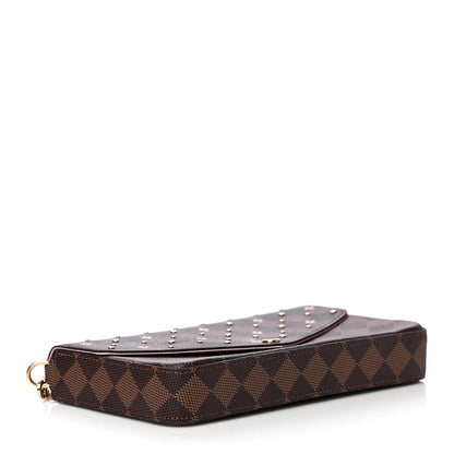 Louis Vuitton Damier Ebene Studded Pochette Felicie Chain Wallet 3 of 11