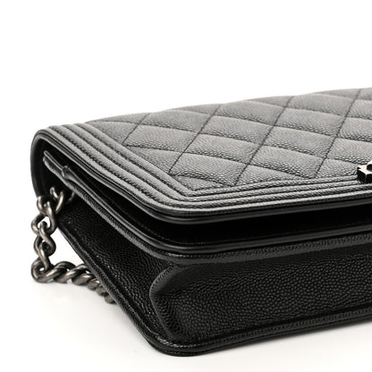 Chanel Caviar Quilted Boy Wallet On Chain WOC Black 10 of 12