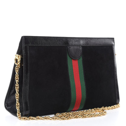 Gucci Suede Patent GG Web Medium Ophidia Chain Shoulder Bag Black 3 of 11