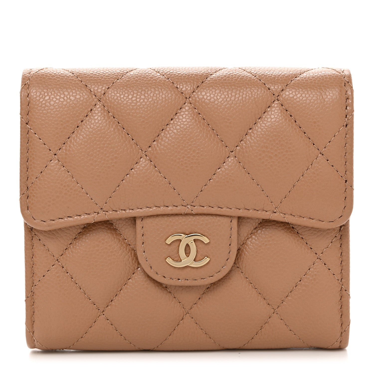 Chanel Caviar Quilted Compact Flap Wallet Beige 1 of 8