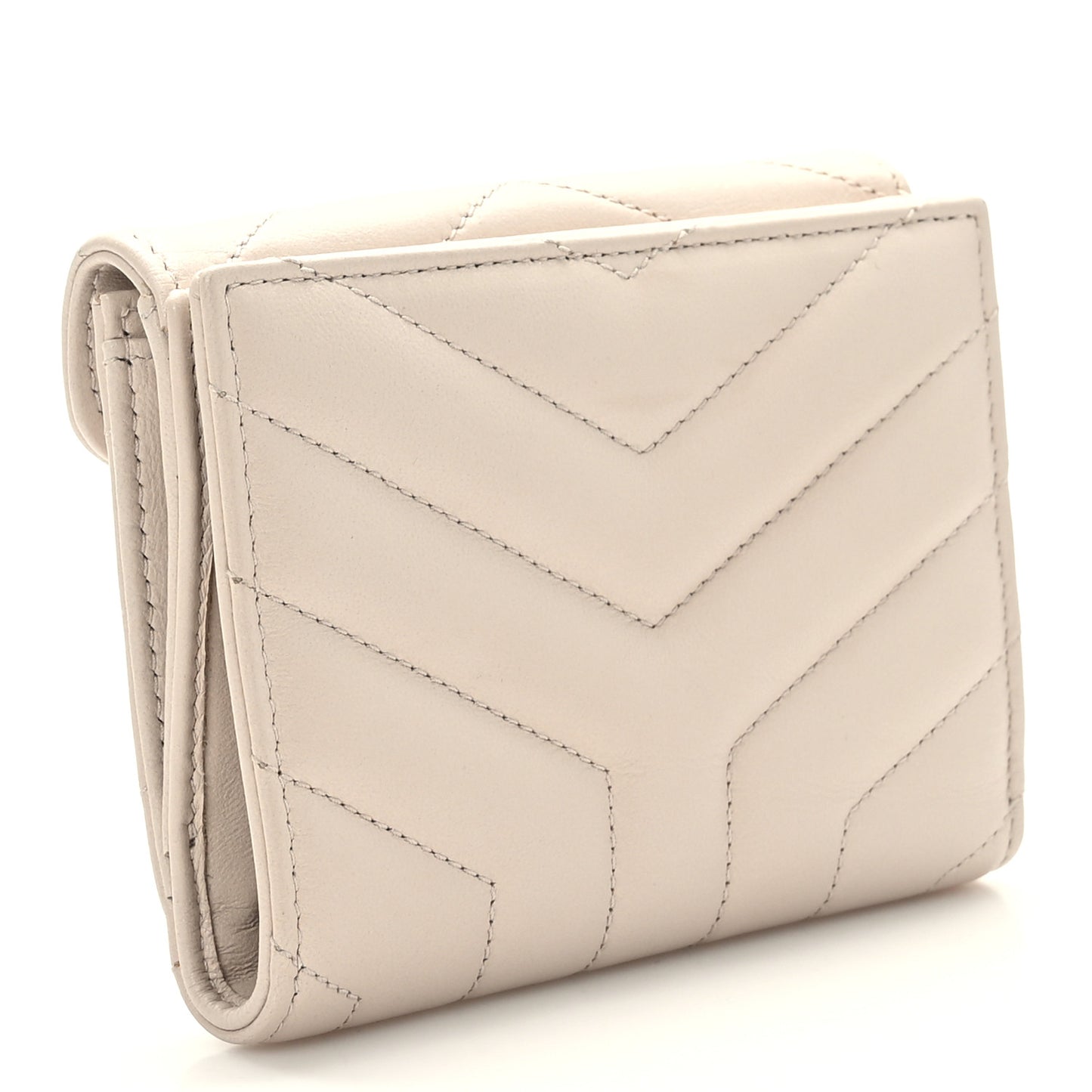 Lambskin Y Quilted Monogram Compact Loulou Wallet Nude Powder