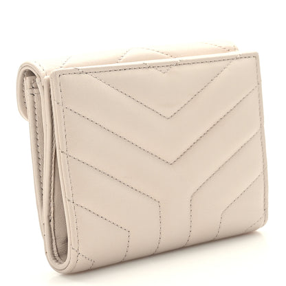 Saint Laurent Lambskin Y Quilted Monogram Compact Loulou Wallet Nude Powder 3 of 8
