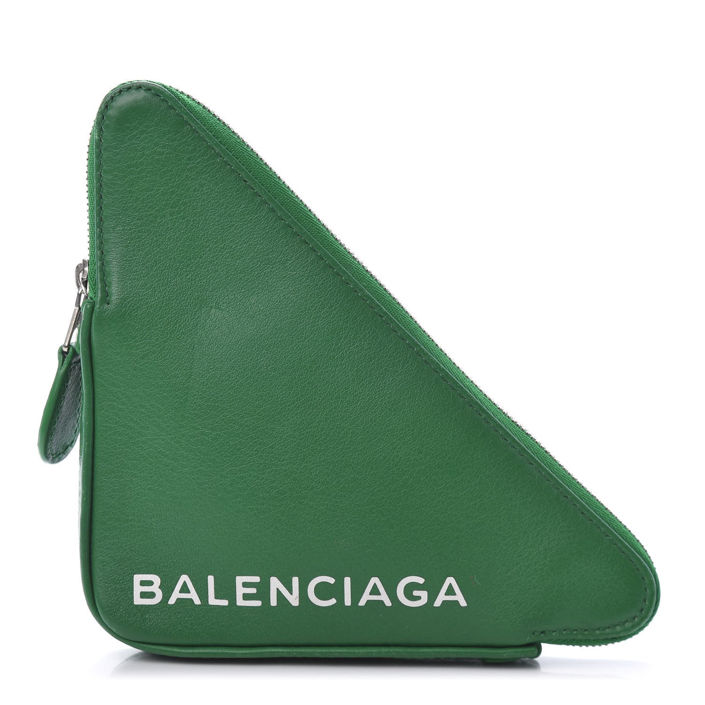 Shiny Day Calfskin Triangle Pouch S Vert Irlandais
