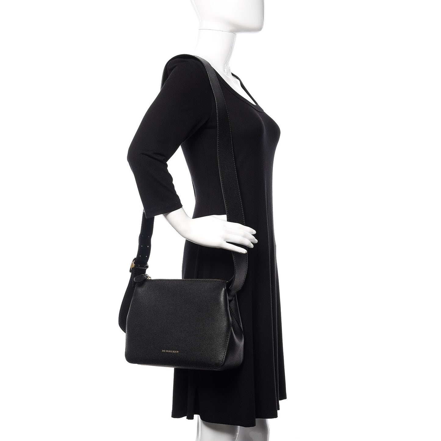 Soft Grain Calfskin House Check Small Helmsley Crossbody Black