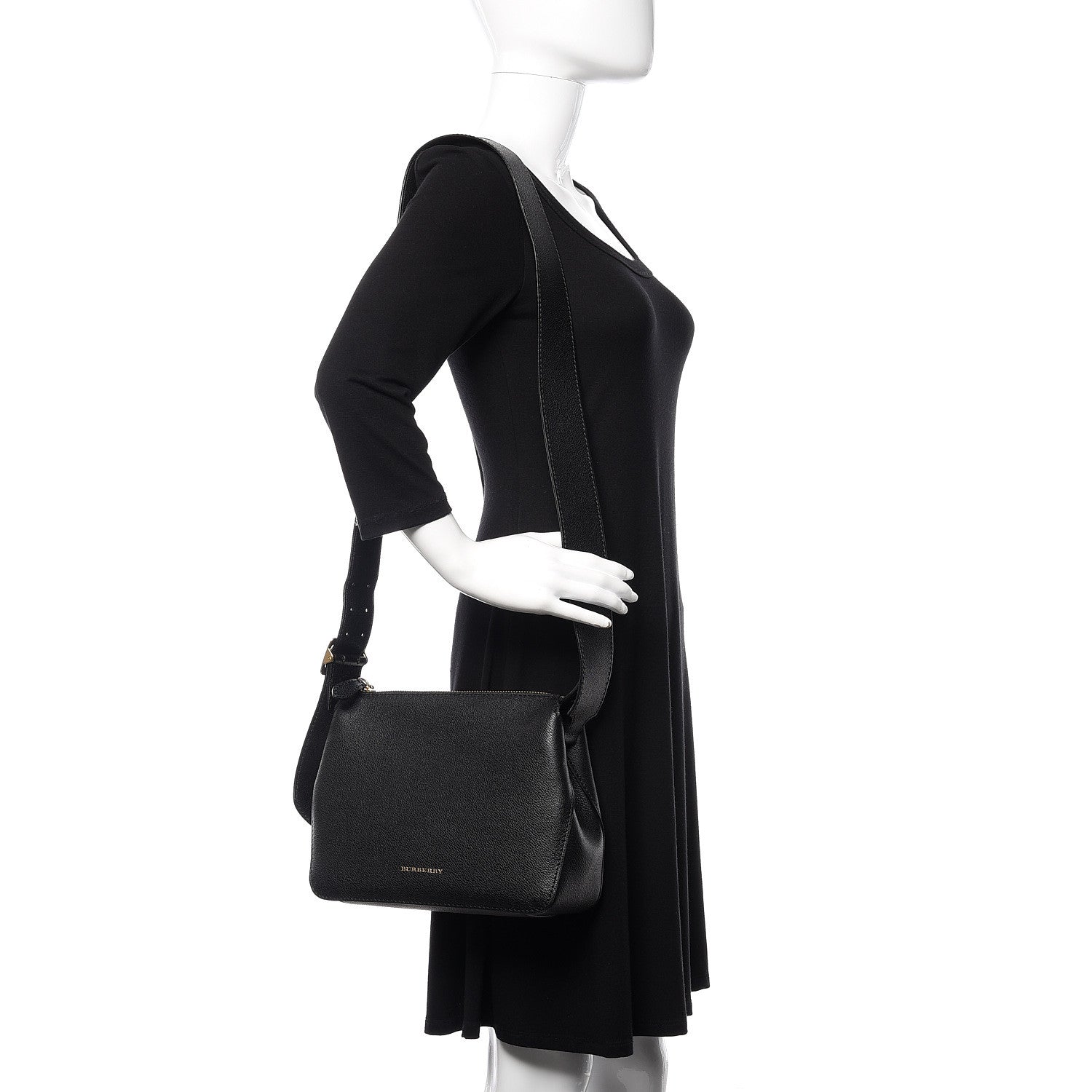 Burberry Soft Grain Calfskin House Check Small Helmsley Crossbody Black 2 of 9