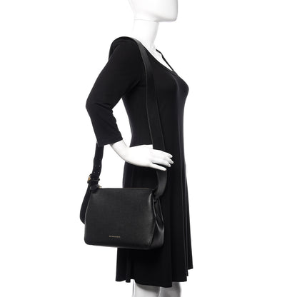 Burberry Soft Grain Calfskin House Check Small Helmsley Crossbody Black 2 of 9